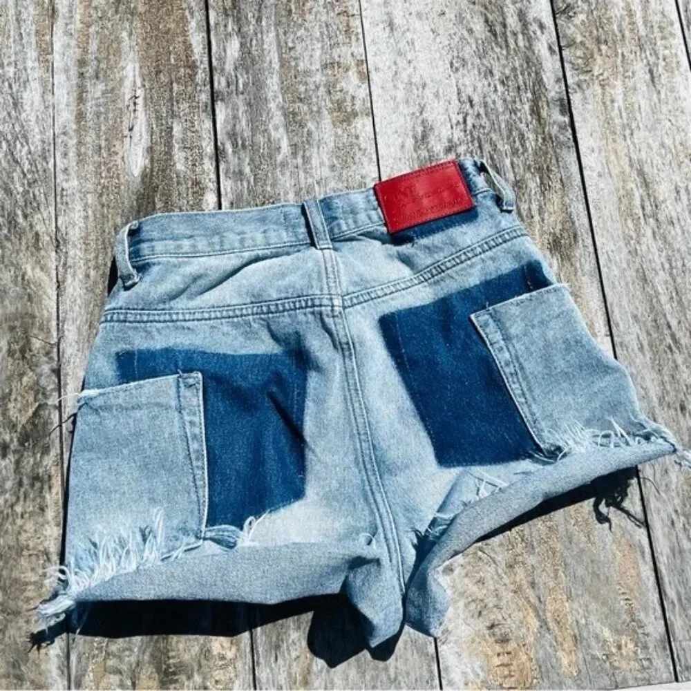 ONE by One Teaspoon X^x Shorts HIGH WAIST BONITA HIGH WAISTED SLIM FIT RAW Hem
